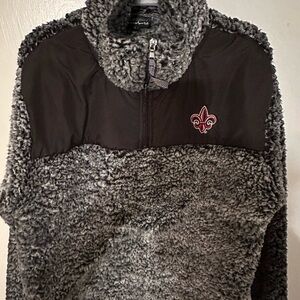 Gray and Black Teddy Jacket with Fuzzy Collar